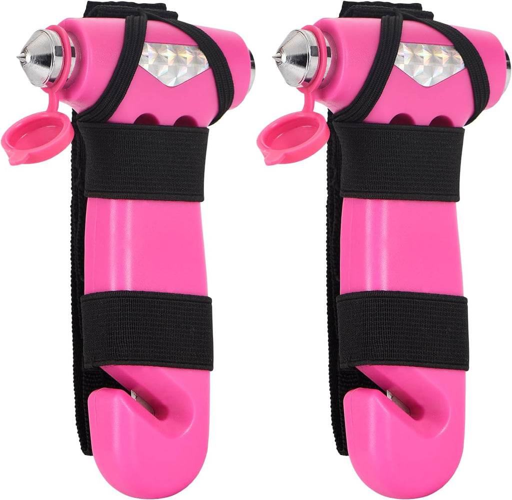 MOTORBUDDY 2 Pack Car Safety Hammer, Pink Emergency Escape Hammer with Window Breaker and Seatbelt Cutter