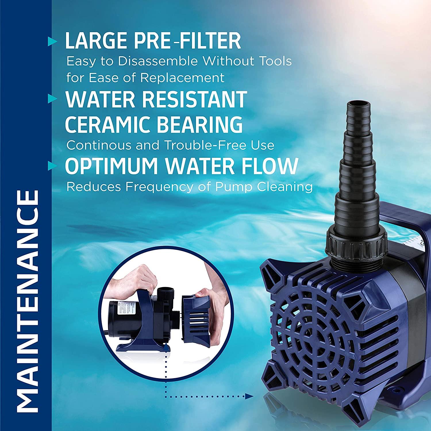 Alpine Corporation Alpine PAL2100 Cyclone Pump-2100 GPH-for Fountains, Waterfalls, and Water Circulation Pond Pump, 8"L x 5" W x 6"H, Black & Blue