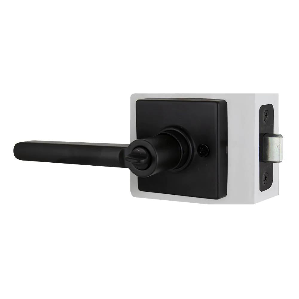 TonbridMatte Black Bed/Bath Door Lever with Square Rose (4-Pack)