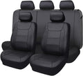 Flying Banner car seat Covers Protects Water Proof Faux Leather Carbon Fiber Front and Rear Bench (Black, Full Set - 8PCS)