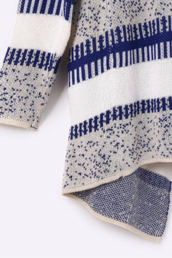 Asymmetric Hem Snap Front Printed Cardigans