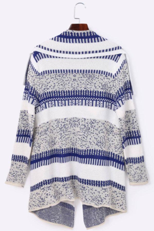 Asymmetric Hem Snap Front Printed Cardigans