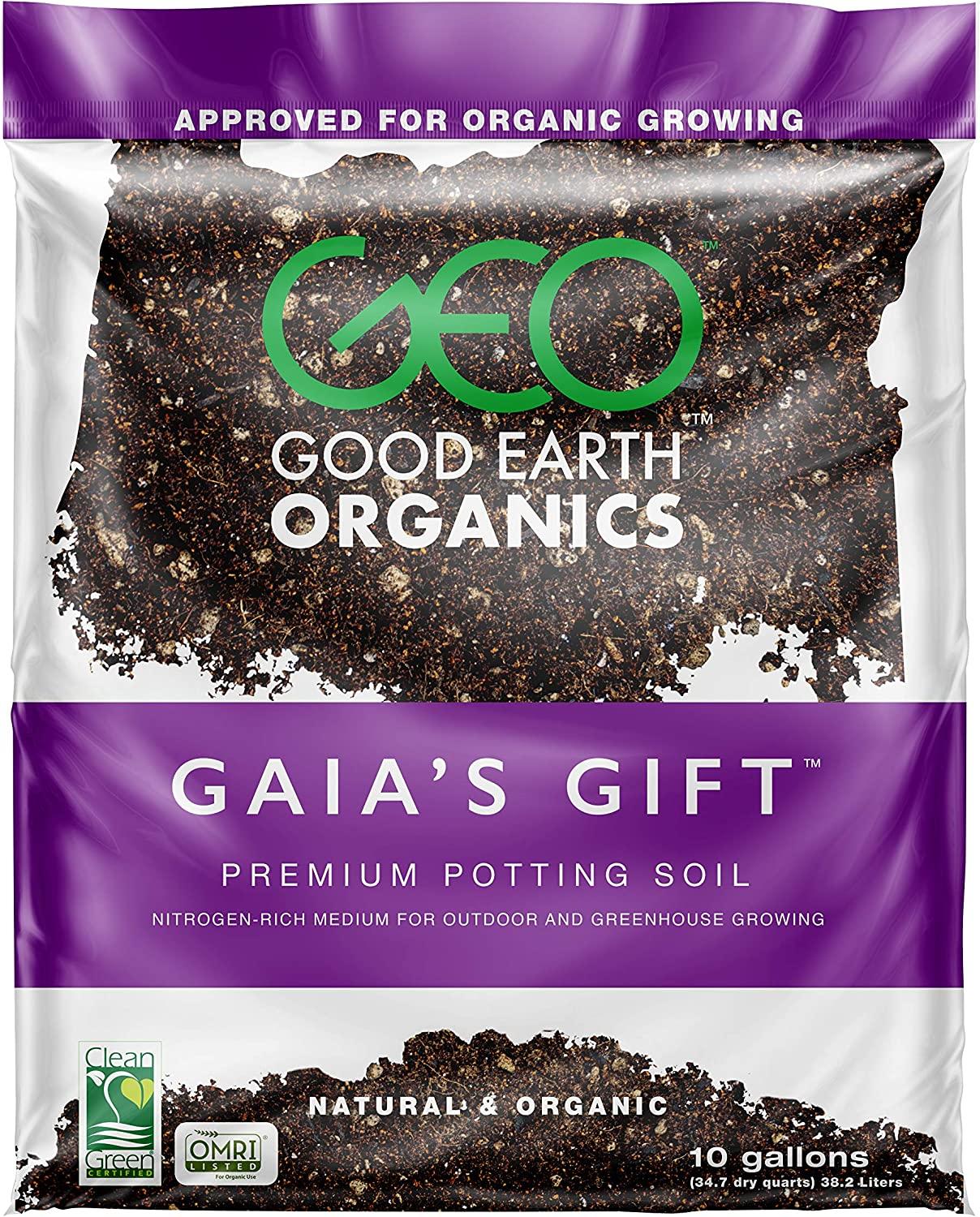 The Good Earth Organics, Gaia's Gift Premium Potting Soil, Organic Potting Soil for Heavy Feeding Plants Like Tomatoes, Hops & More (10 Gallon)