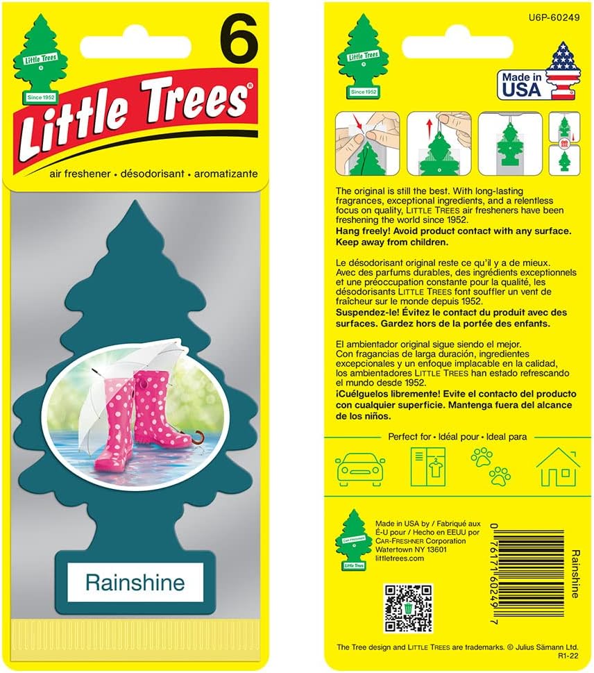 LITTLE TREES Air Fresheners Car Air Freshener. Hanging Tree Provides Long Lasting Scent for Auto or Home. Rainshine, 24 Air Fresheners