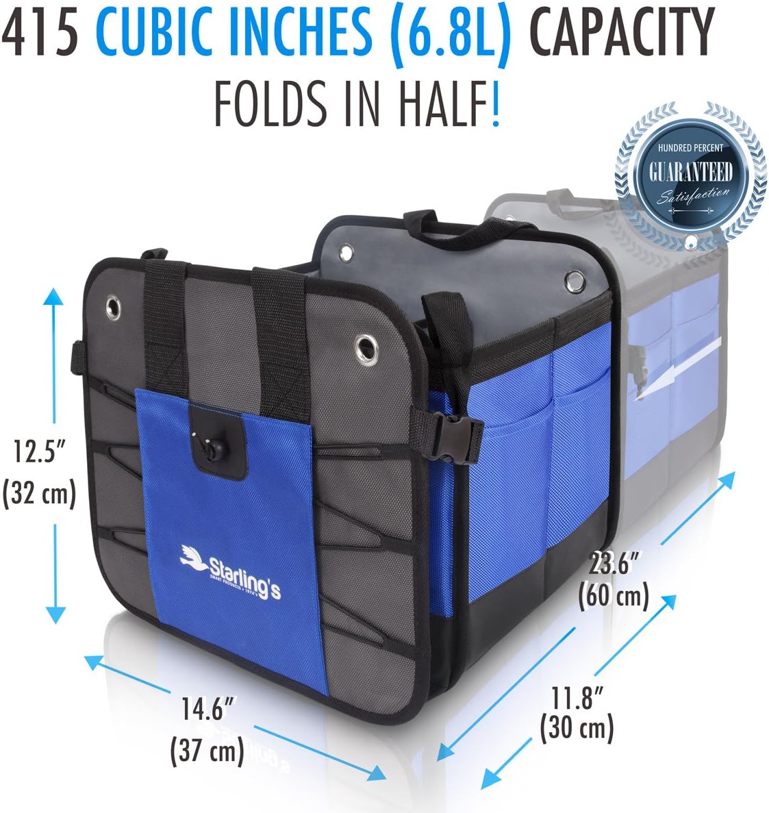 Starling's Car Trunk Organizer - Durable Storage SUV Cargo Organizer Adjustable, Blue