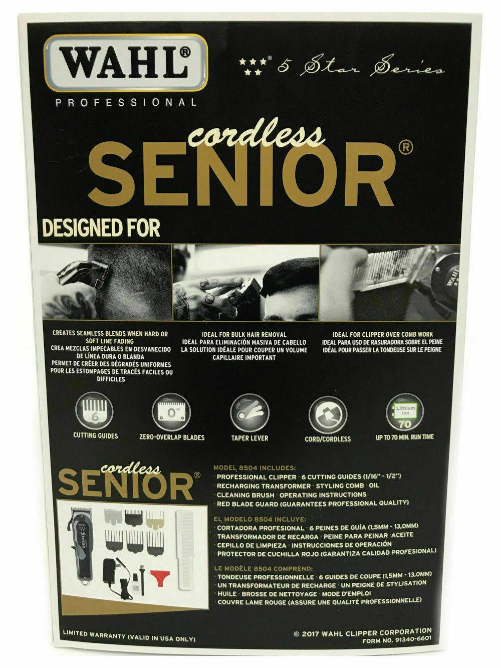 Wahl 5 Star Cordless Senior Professional Hair Clipper - 8504-830