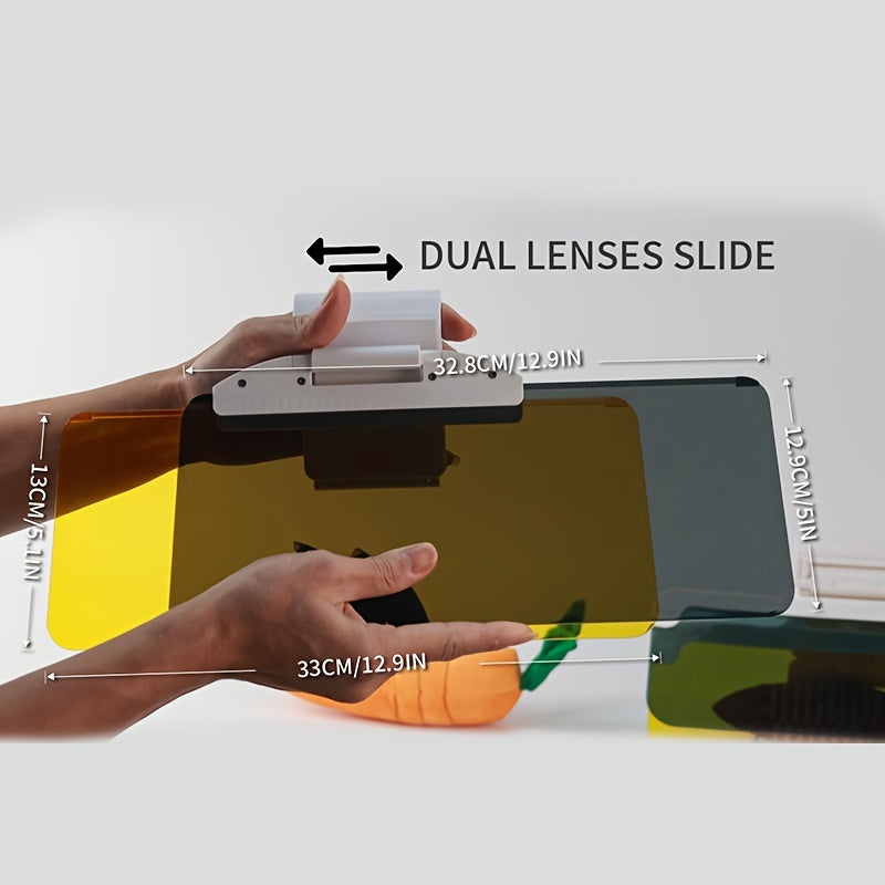 2-in-1 Car Visor, Day And Night Anti-Glare Visor, Automobile Sun Anti-UV Block Visor, Non Glare Anti-Dazzle Sunshade Mirror Goggles Shield For Driving