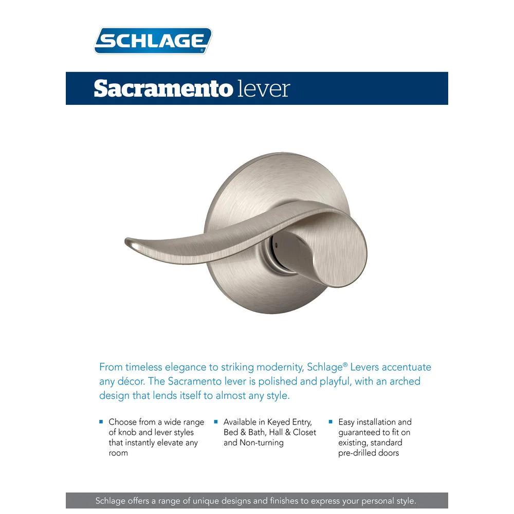 Sacramento Satin Nickel Privacy Door Lever