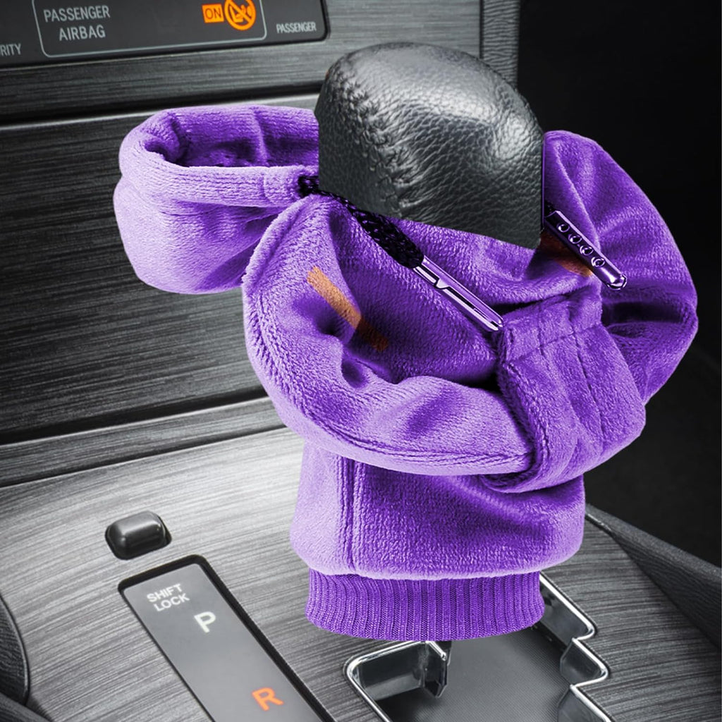 ZHSMS Gear Shift Cover, Universal Shift Knob Cover, Funny Sweater Hoodie for Gearshift, 4.7 Inch Car Shifter Stick Protector Decoration(Purple)