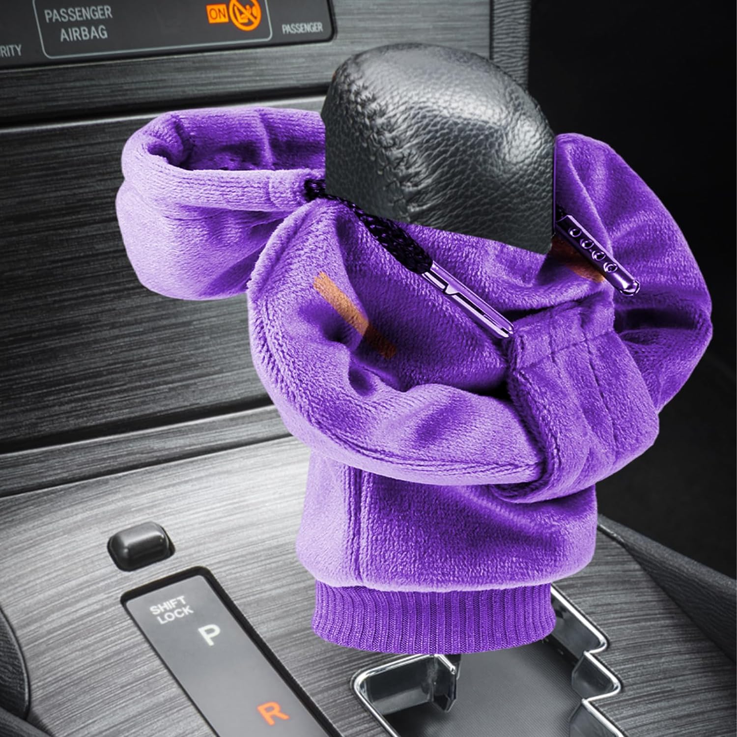 ZHSMS Gear Shift Cover, Universal Shift Knob Cover, Funny Sweater Hoodie for Gearshift, 4.7 Inch Car Shifter Stick Protector Decoration(Purple)
