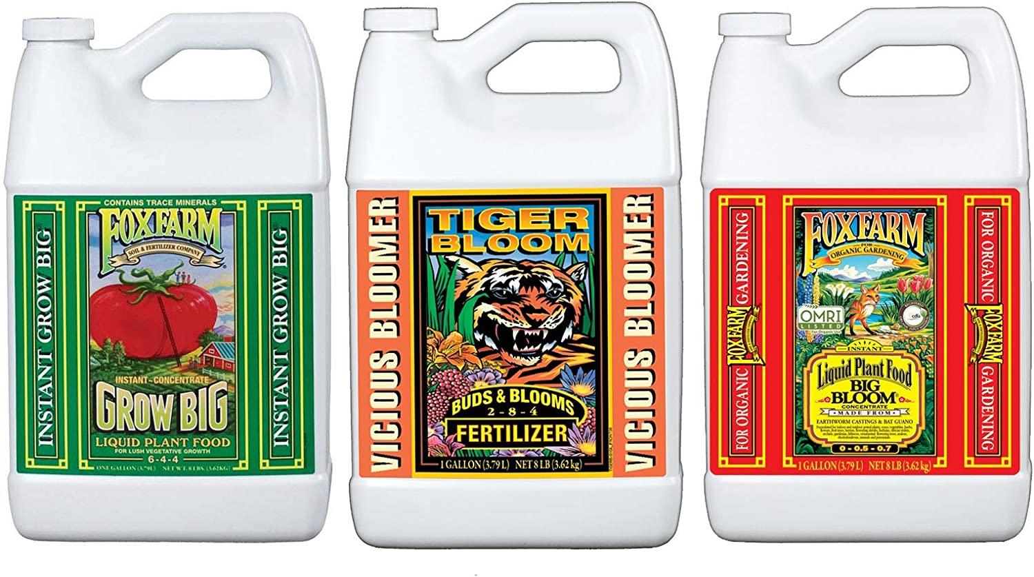 Fox Farm GLCMBX0005 Tiger Bloom Organic, Grow Big, 1 Gallon Combo Pack Fertilizer