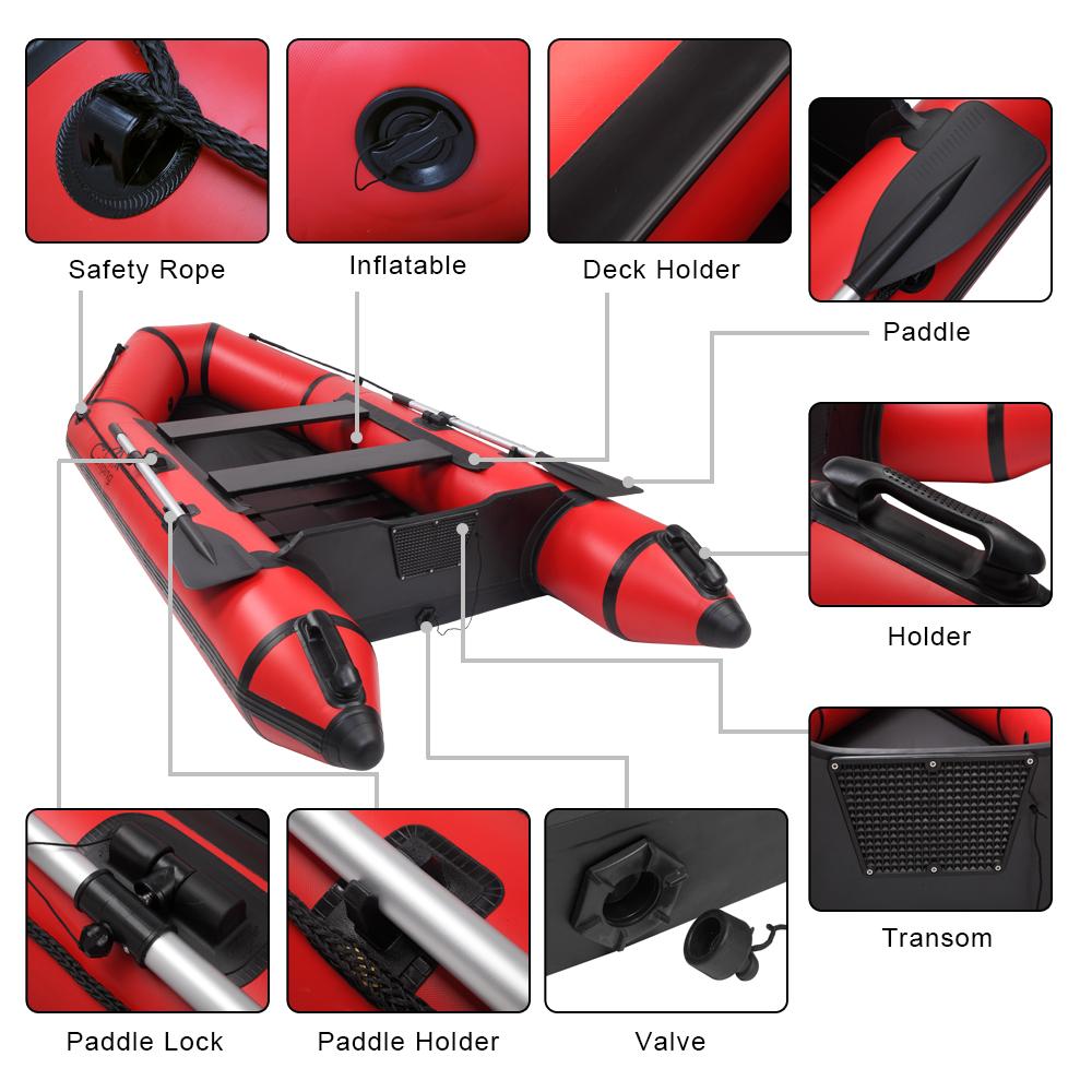 2 Person Inflatable Boats for Adults for Lake River Float Fishing , 10ft - Black Red