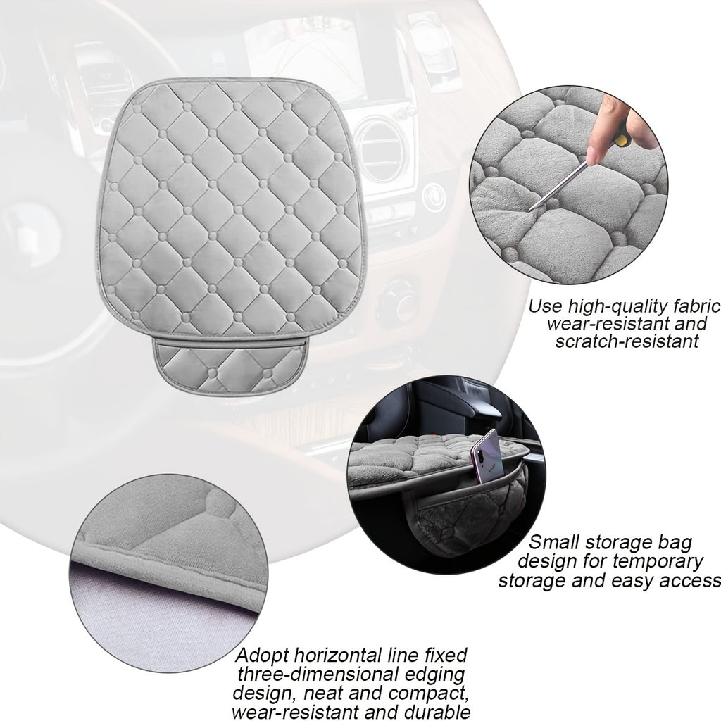 1pc / 3 Pcs Car Seat Cushion, Non-Slip Rubber Bottom With StoraPouch,Premium Comfort Memory Silk Cotton, Car Seat Pad Universal