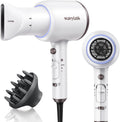Wavytalk Hair Dryer with Diffuser and Concentrator Professional 1875 Watt Negative Ions Dryer Fast Drying Light and Quiet with Ceramic Technology Nozzle for Women Curly Hair, Matte White