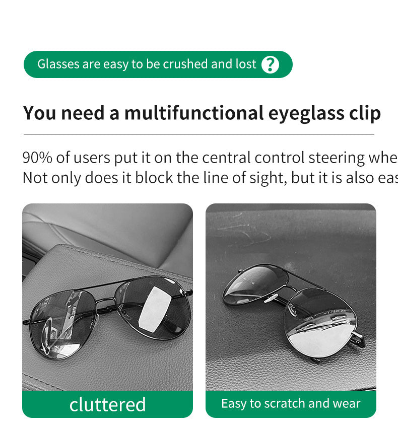 Car Visor Sunglass Holder, Magnetic PU Leather Glasses Eyeglass Hanger Clip For Car Sunglasses Holder And Ticket Card Clip For Car Visor Accessories