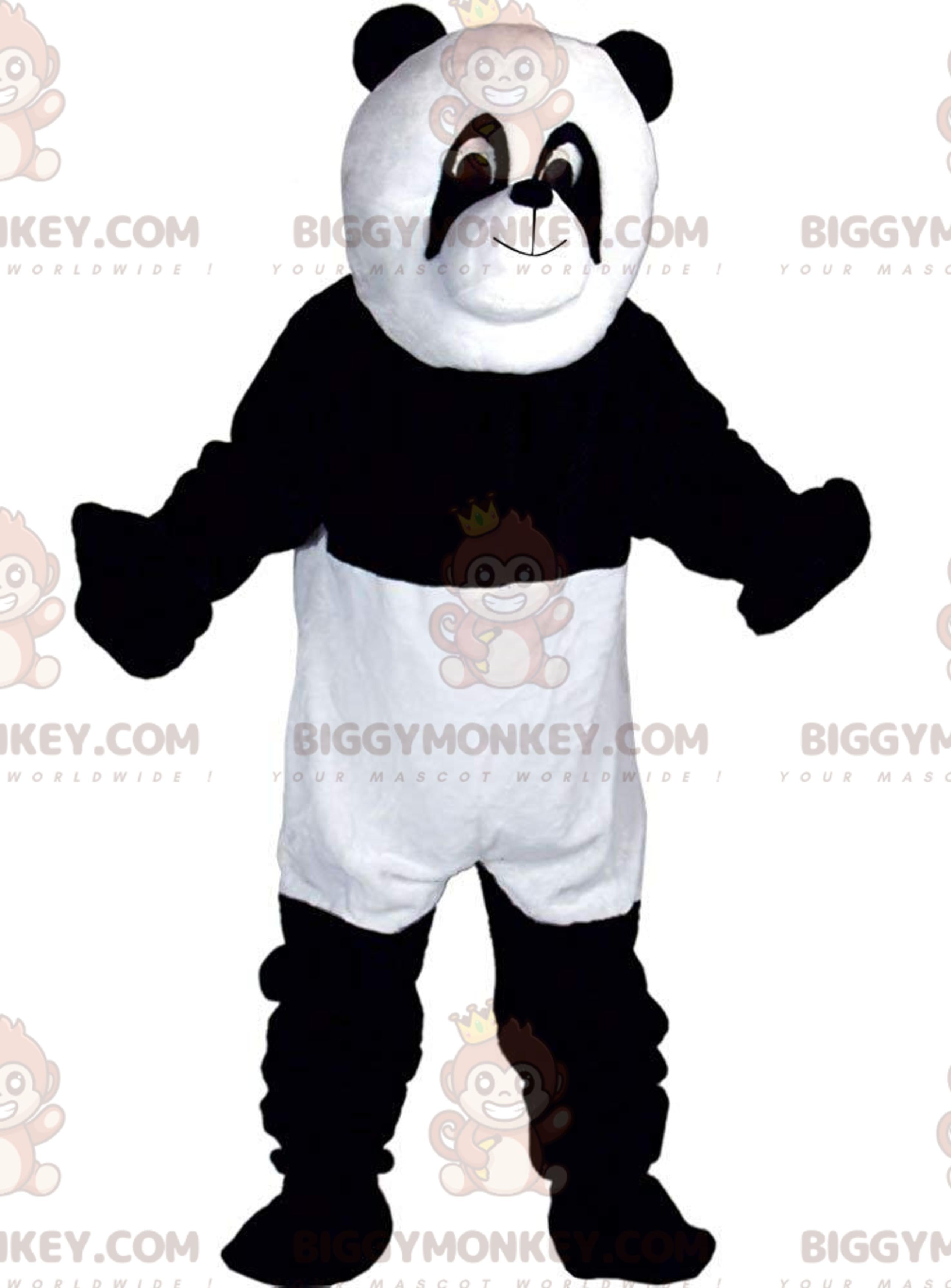BIGGYMONKEYmascot costume of white and black panda, two-tone teddy bear costume