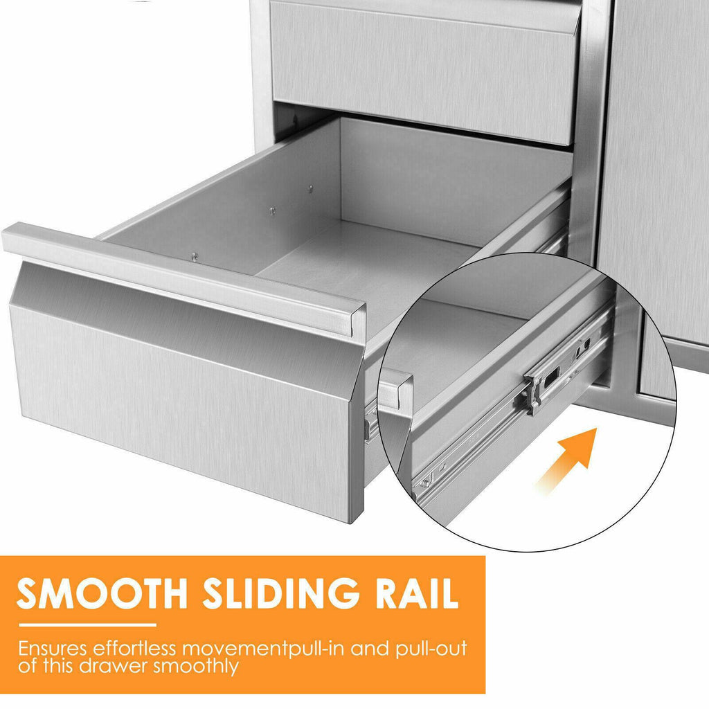 BBQ Access Door Triple Drawer Combo 28"x18" Polished Outdoor Kitchen Flush Mount