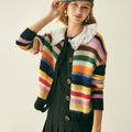 peter pan collar striped cardigan