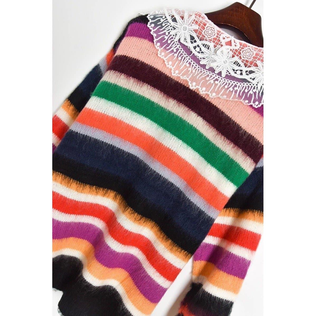 peter pan collar striped cardigan