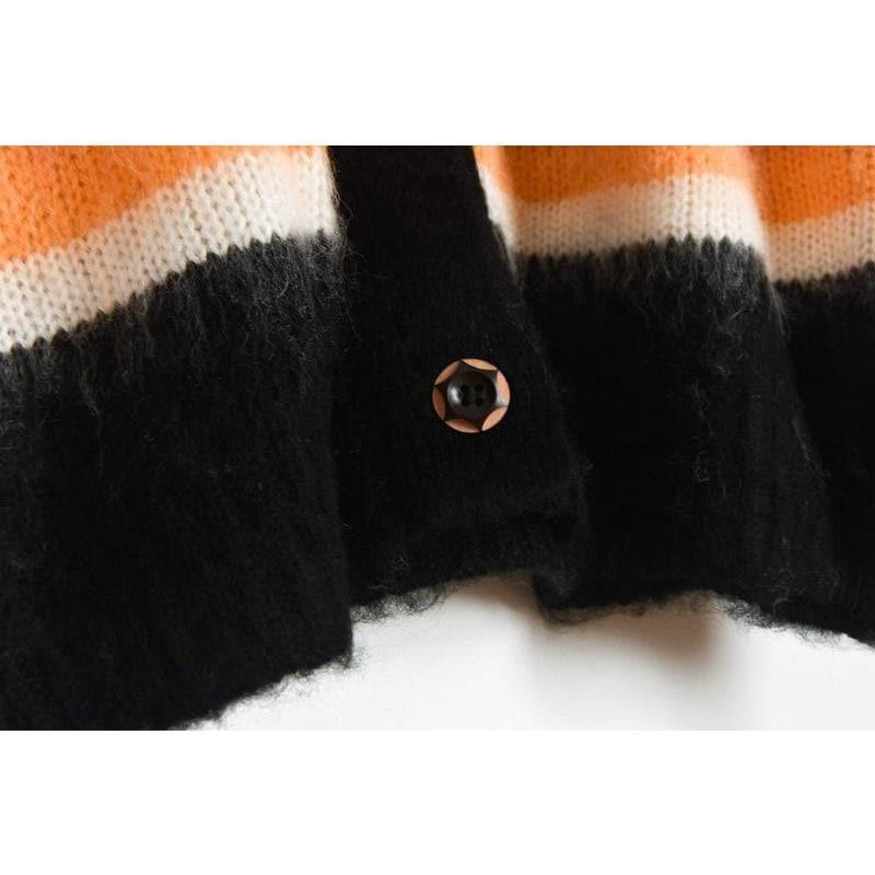 peter pan collar striped cardigan