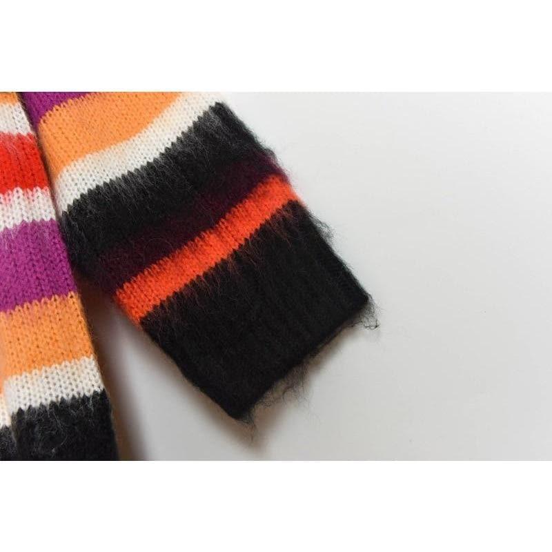 peter pan collar striped cardigan