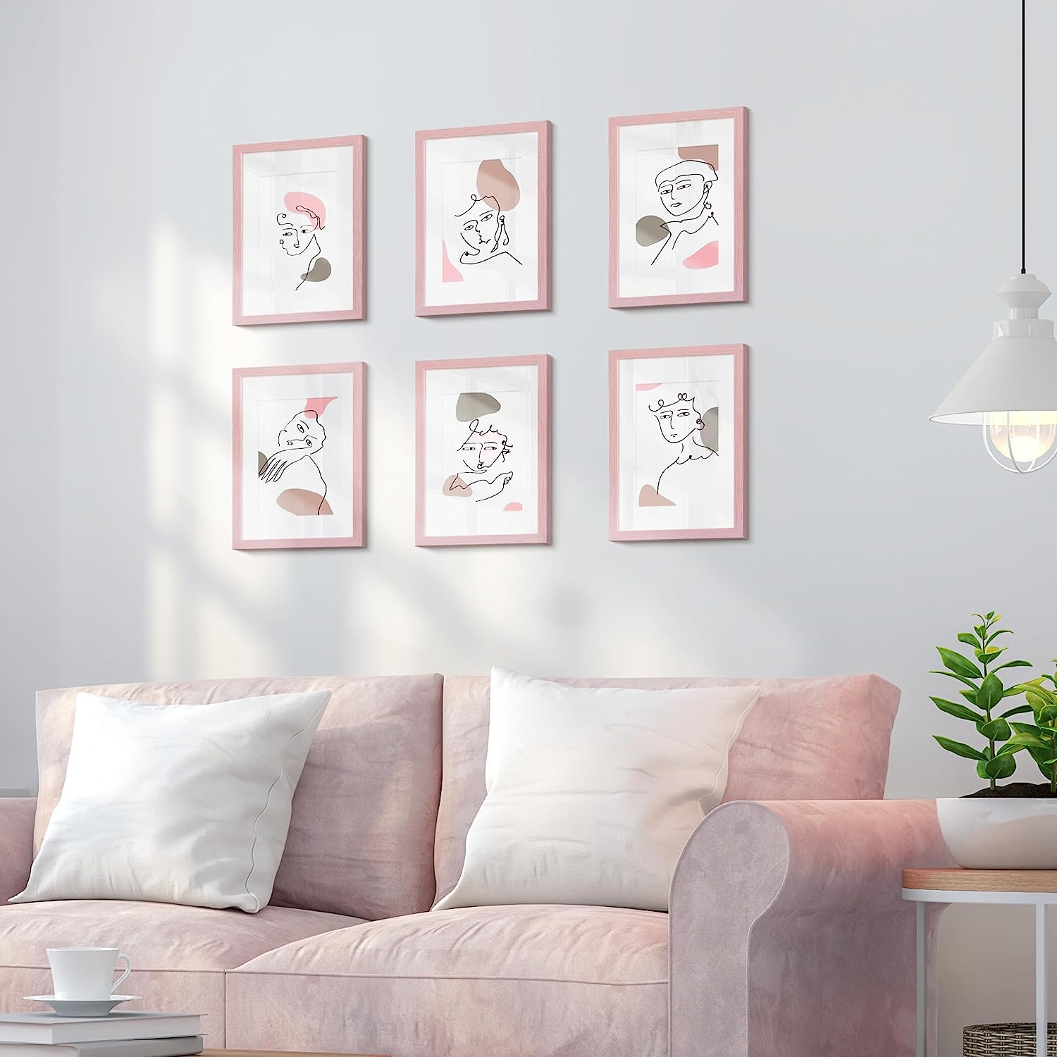 upsimples 11x14 Picture Frame Set of 5, Display Pictures 8x10 with Mat or 11x14 Without Mat,Wall Gallery Photo Frames, Pink