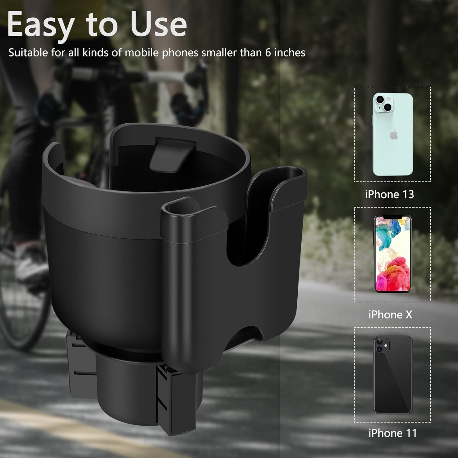 SuraCar Cup Holder Expander Adapter (Adjustable) with Phone Holder Holds Most Car Cup Holder and Phones, Compatible with Large 32/40 oz Bottles, Big Drinks, Mugs