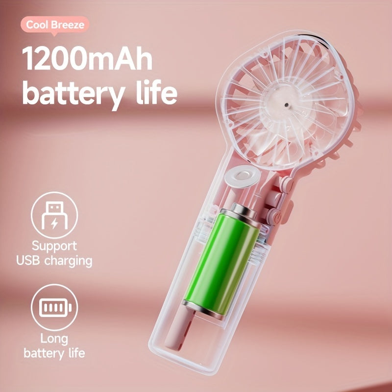 Portable Rechargeable Handheld Misting Fan - Battery Operated Mini Face Steamer for Travel &amp; Outdoors
