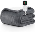 Homemate Heated Blanket Electric Throw - 50"x60" Heating Blanket Throw 1/2/4/6/8 Hours Auto-off 10 Heat Level Heat Blanket Over-heat Protection Flannel Sherpa Heater Blanket Electric ETL Certification