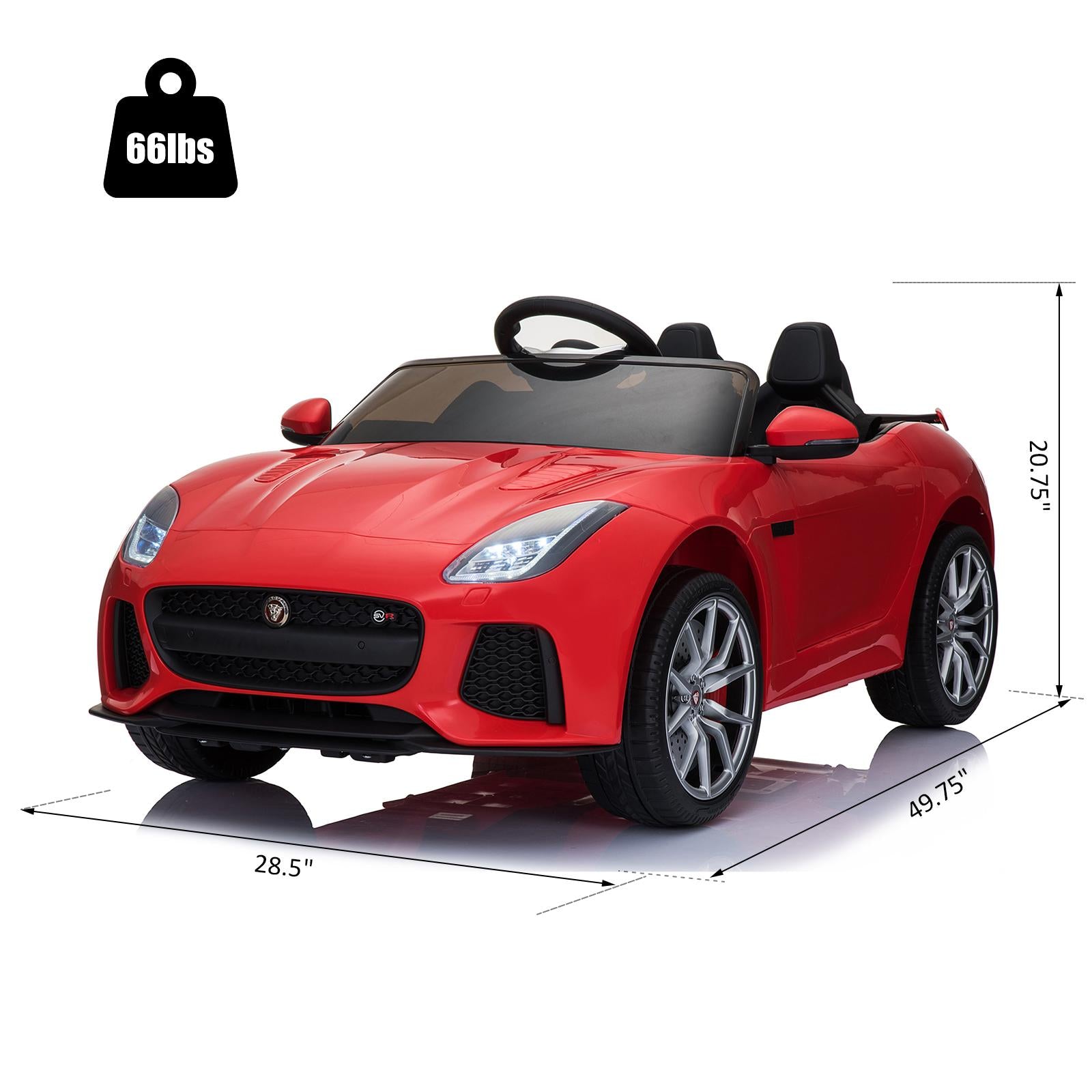 Aosom 12V Jaguar F-Type SVR Kids Battery Powered Ride On Car double seat double door MP3 Music W/ Remote Control- Red