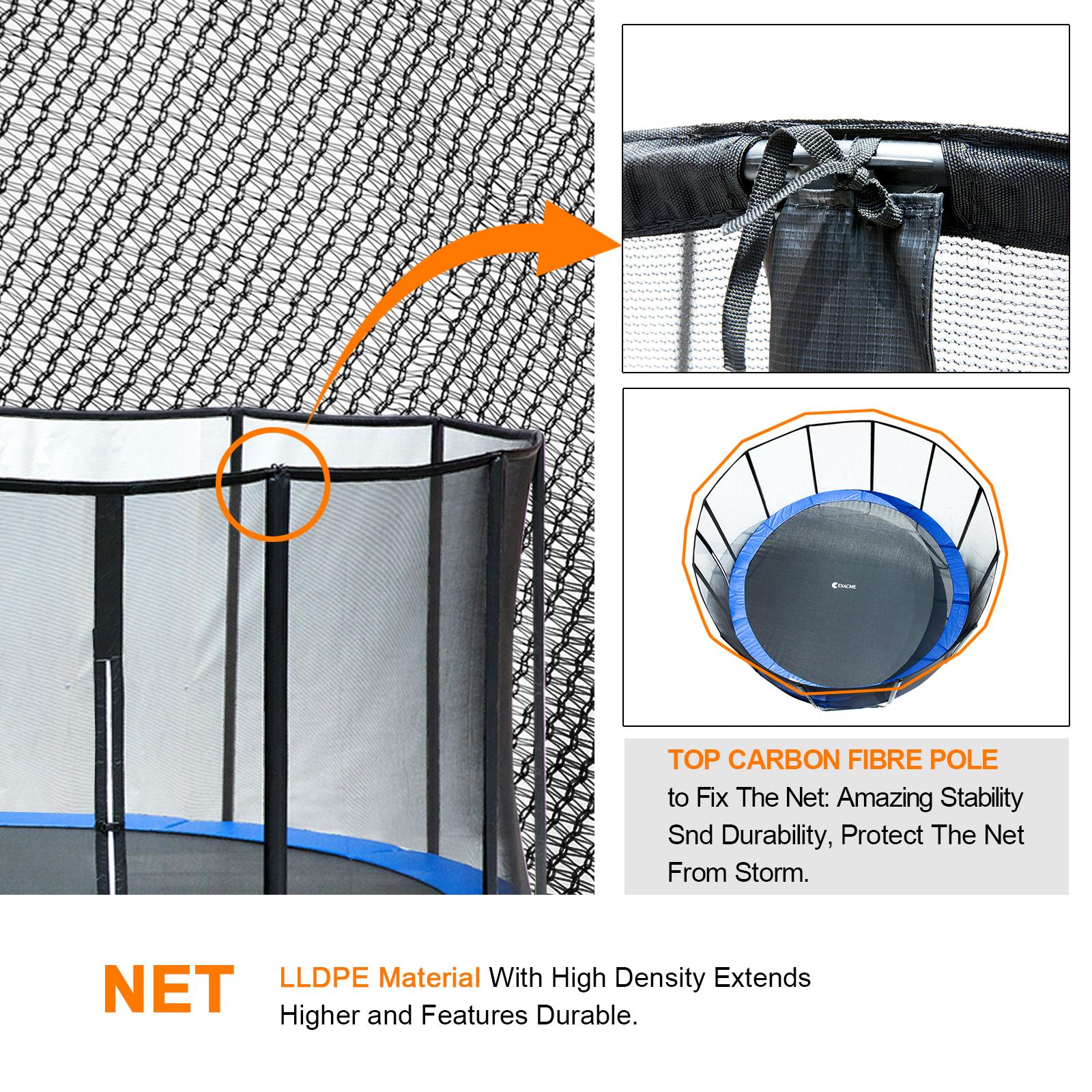 Exacme 15 FT Round Trampoline with 400 LBS Weight Limit&amp;Upgraded Carbon Fiber Support Pole