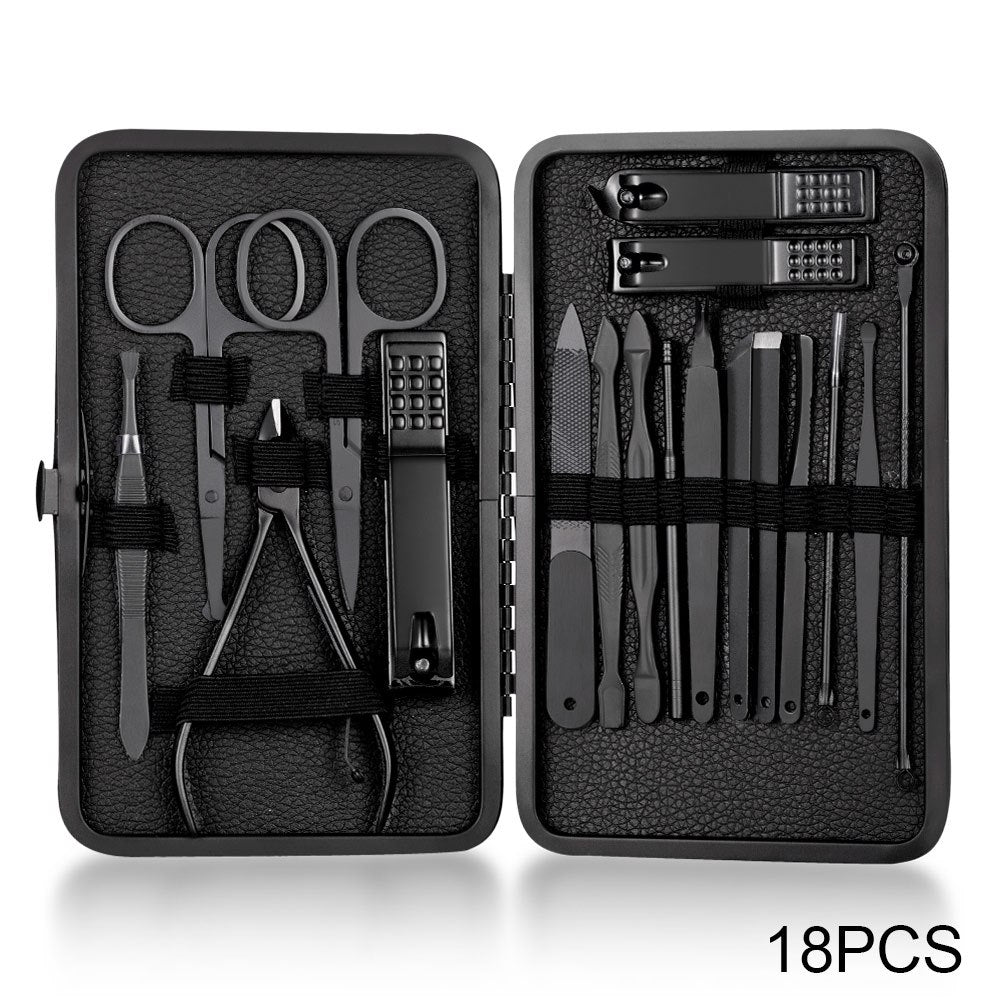 Classic Black Manicure Set Hand Feet Facial  Steel Accessories, 5 Choices