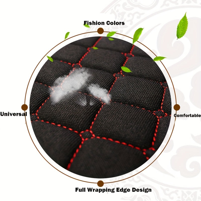 Car Seat Cover, Breathable Flax Four Seasons Car Seat Cushion Protector Pad Front Pad Fit For Most Cars Front Chair Cushion