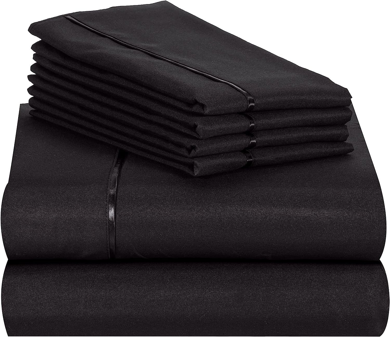 LuxClub 6 PC Queen Sheet Set Bamboo Sheets Deep Pockets 18" Eco Friendly Wrinkle Free Cooling Sheets Machine Washable Hotel Bedding Silky Soft - Black Queen