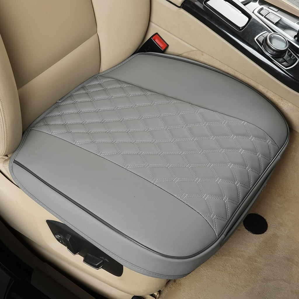 Black Panther PU Car Seat Cover, Front Seat Protector Compatible with 90% Vehicles,Embroidery,Anti-Slip &amp; Full Wrapping Bottom W55cm*D54cm(21.65''*21.26'')(1Piece,Gray)