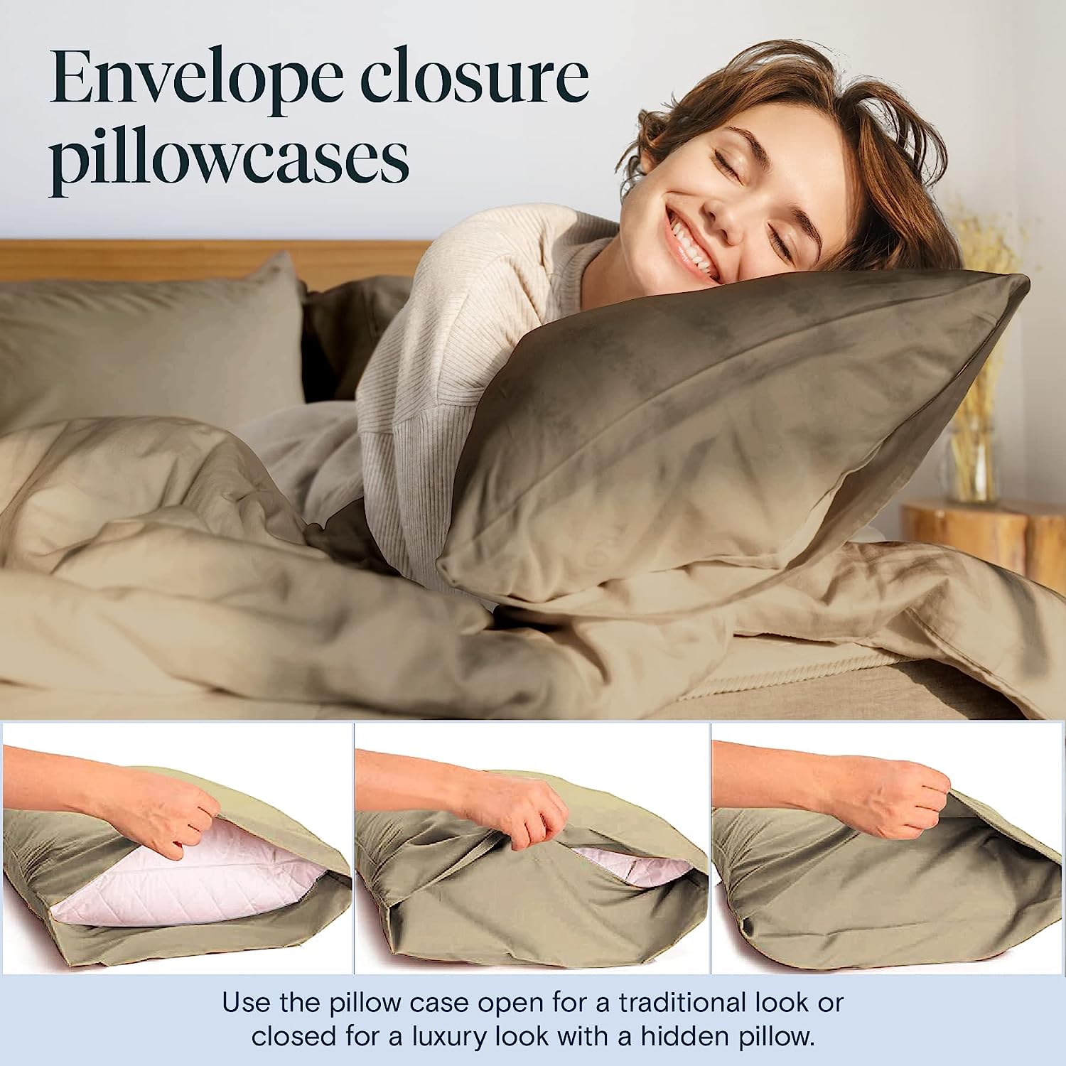 LuxClub 6 PC King Size Sheet Set Bamboo Sheets Deep Pockets 18" Eco Friendly Wrinkle Free Cooling Sheets Machine Washable Hotel Bedding Silky Soft - Taupe King