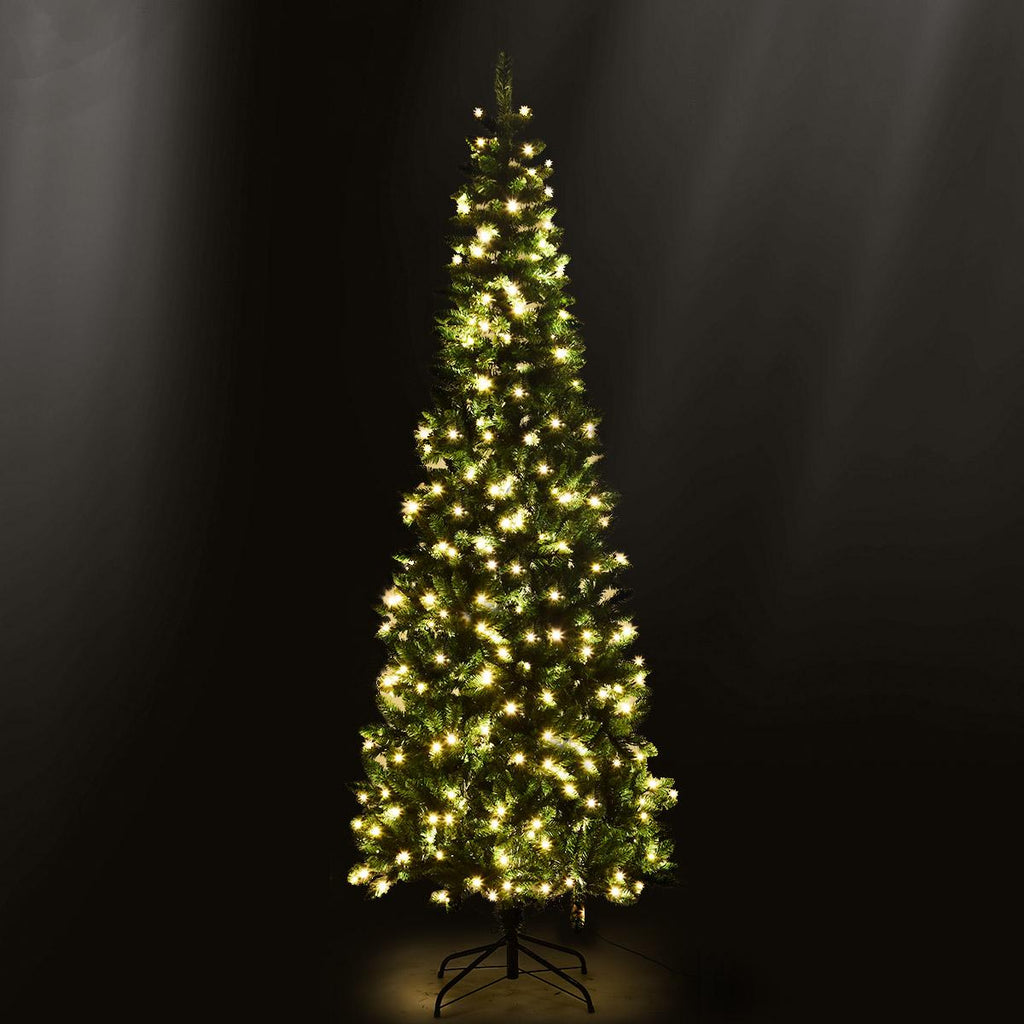 Costway 7.5ft Pre-Lit Hinged Pencil Christmas Tree 350 White Lights