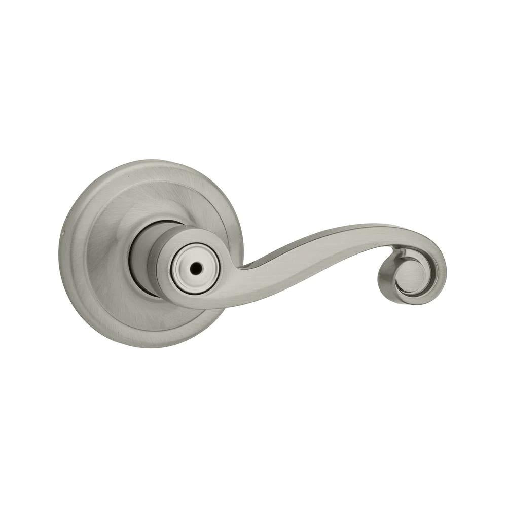 Lido Satin Nickel Privacy Bed/Bath Door Lever Featuring Microban Antimicrobial Technology