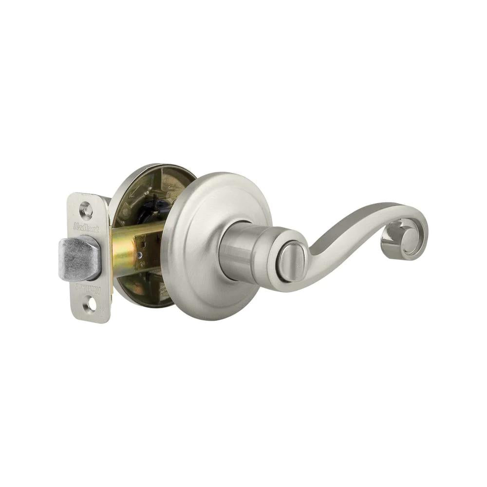 Lido Satin Nickel Privacy Bed/Bath Door Lever Featuring Microban Antimicrobial Technology