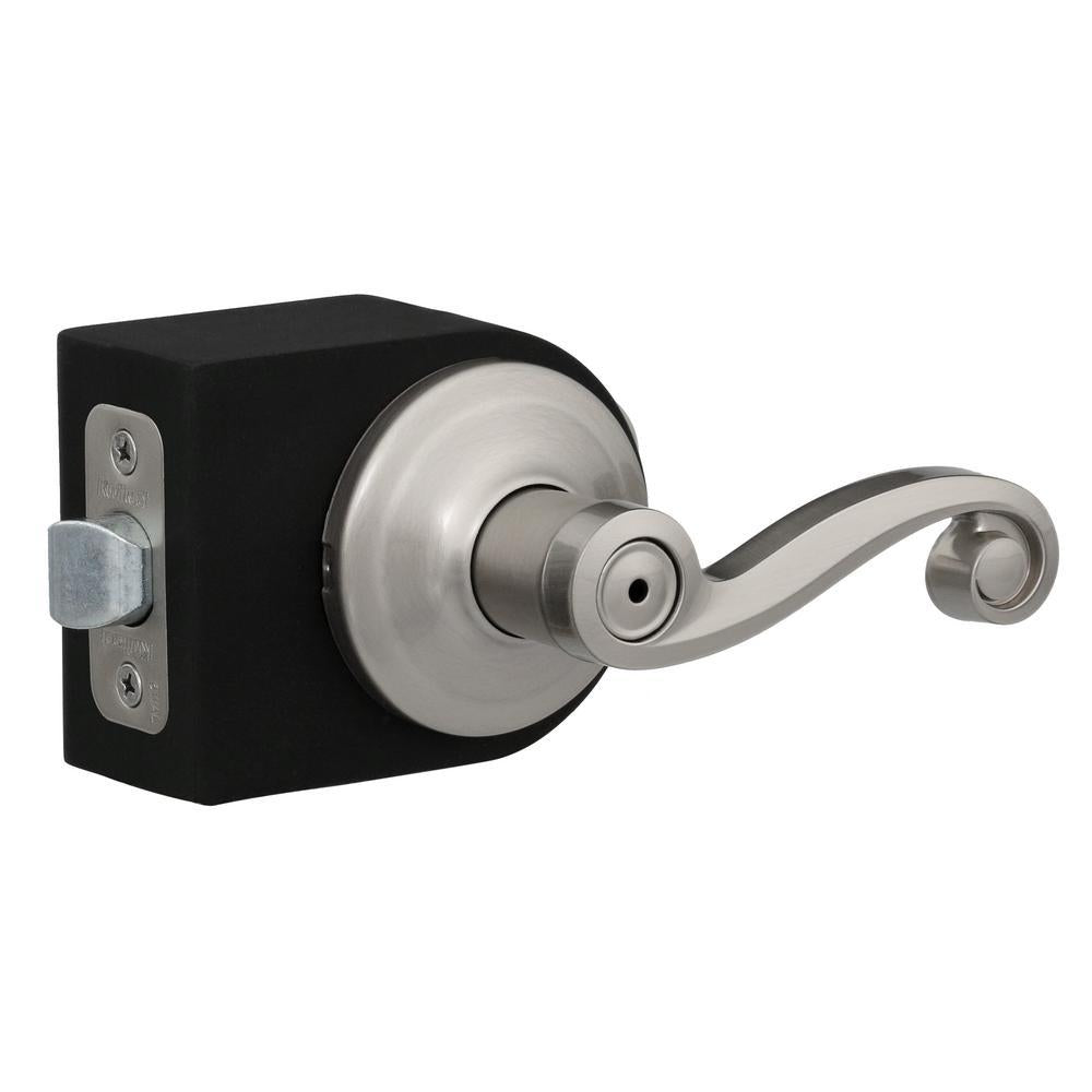 Lido Satin Nickel Privacy Bed/Bath Door Lever Featuring Microban Antimicrobial Technology