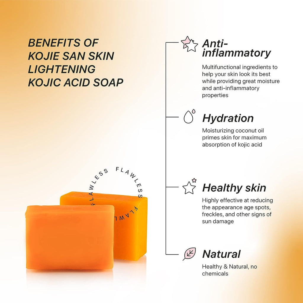 Kojie San Original Authenitc Lightening Soap - 6 Bars, 3 Packs of 65g Face &amp; Body Soap