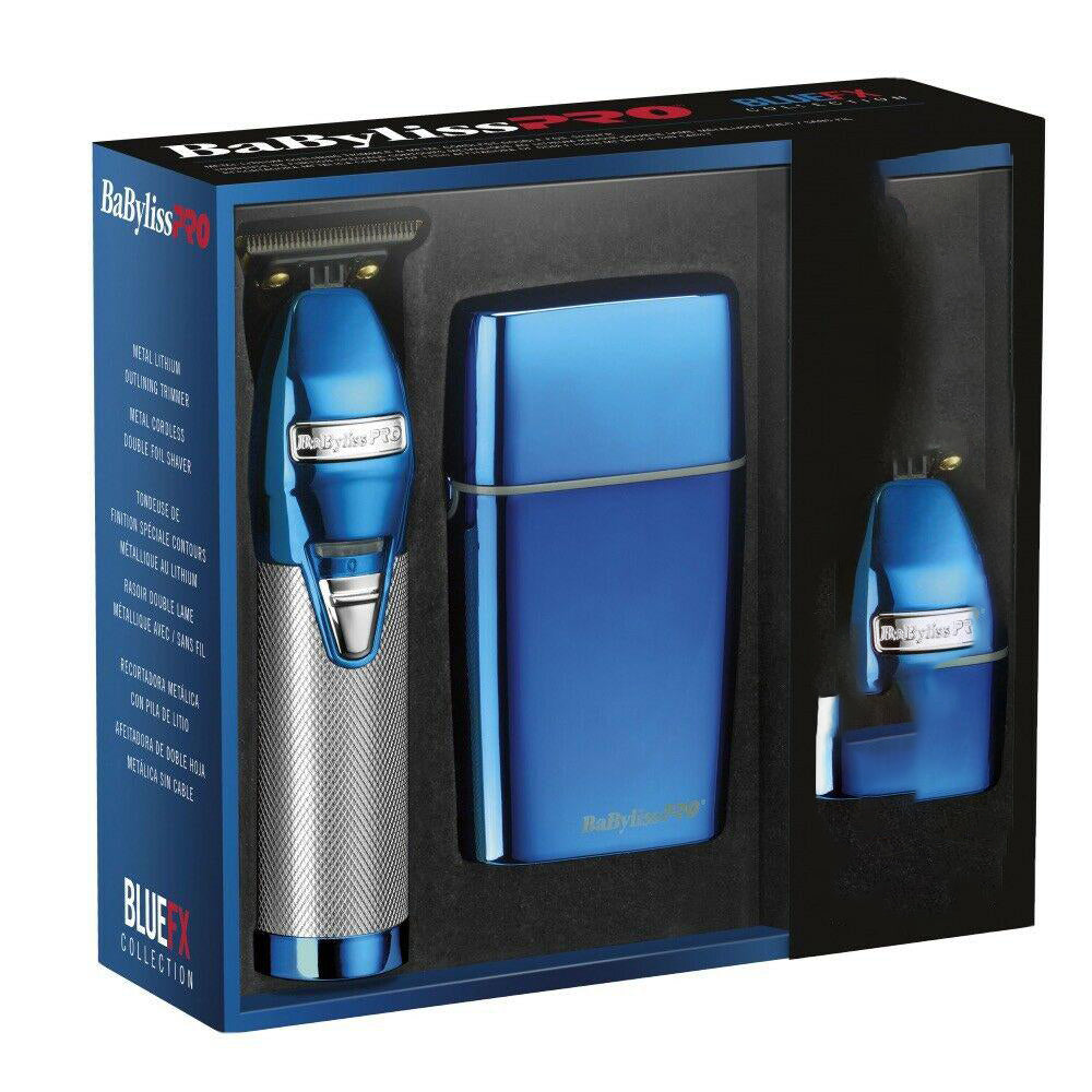 BaByliss Pro Blue Chrome FX Collection Outliner & Double Foil Shaver BRAND NEW