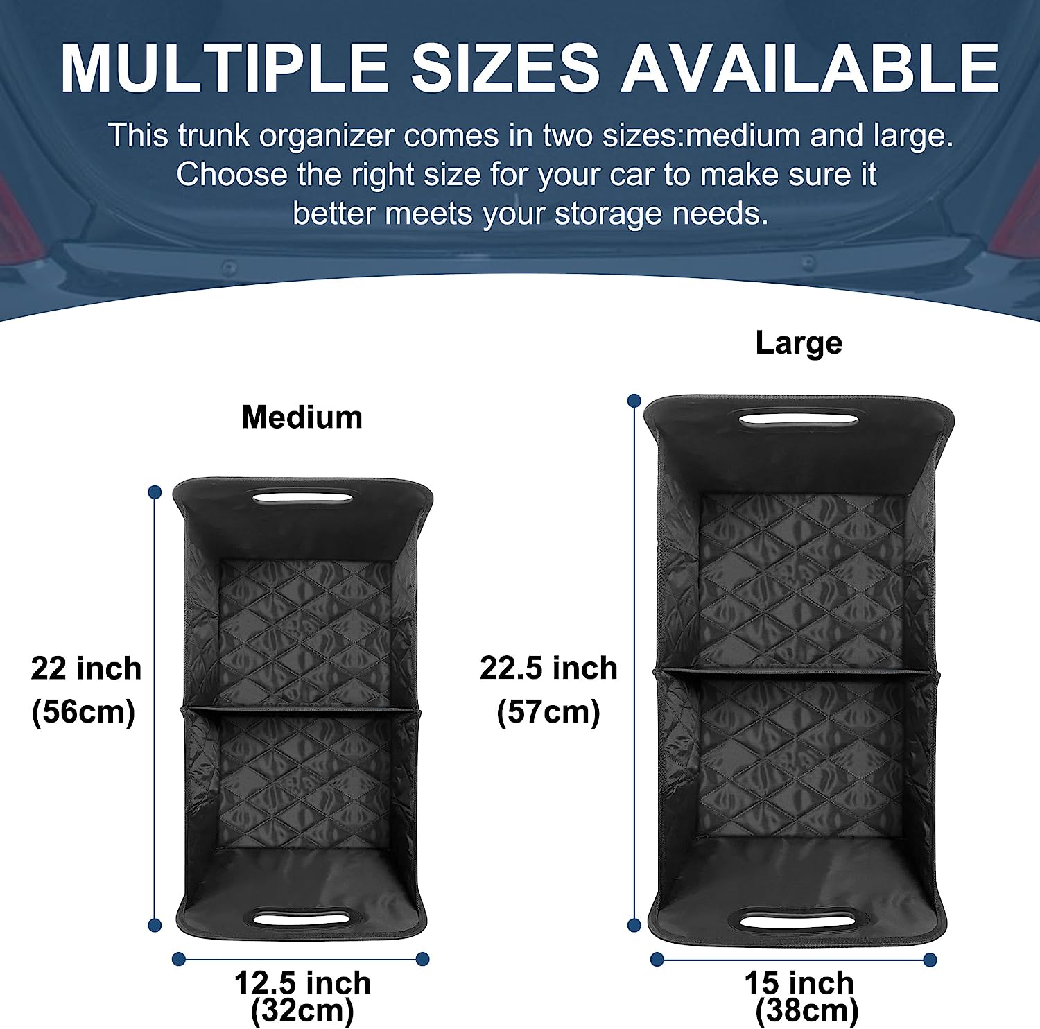 Deosk Car Trunk Organizer for suv,Car Organizers and Storage with 6 Big Pocket,Car Accessories for Women/Men 50L Waterproof Polyester Trunk Organizer for Car/SUV/Minivan/Truck(Medium, Black)