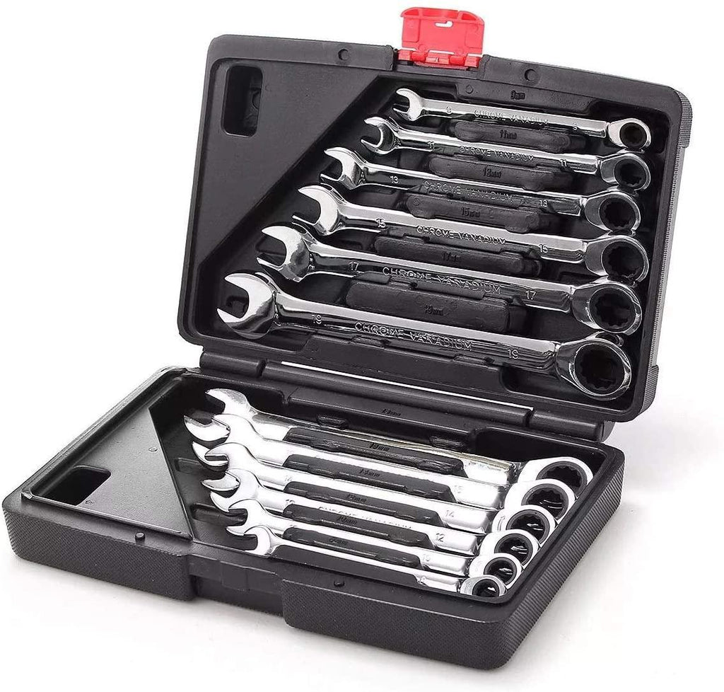 LONGJUAN-C Tool 12pc Metric Ratcheting Spanner Combination Wrenche Hand Tools 9mm-18mm CR-V Steel Universal Hand Tools Wrench