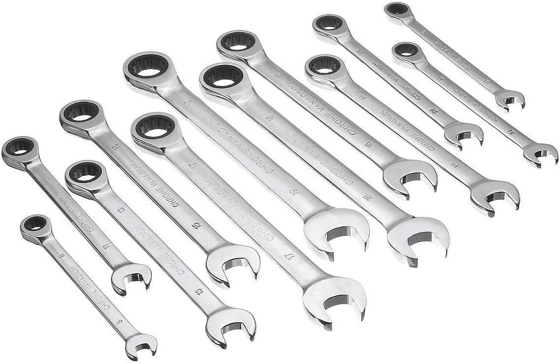 ZYL-YL 12pc Metric Ratcheting Spanner Combination Wrenche Hand Tools 9mm-18mm CR-V Steel Household Tool Sets