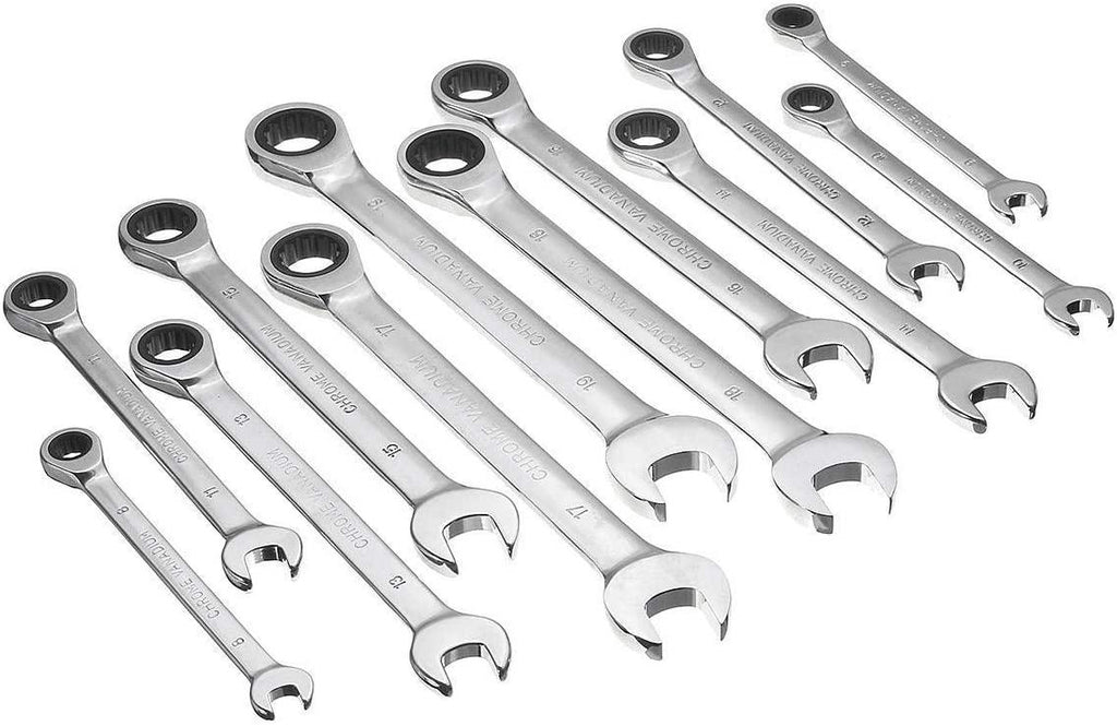 PENFU Wrench 12pc Metric Ratcheting Spanner Combination Wrenche Hand Tools 9mm-18mm CR-V Steel Universal Hand Tools Hand Repair Tool