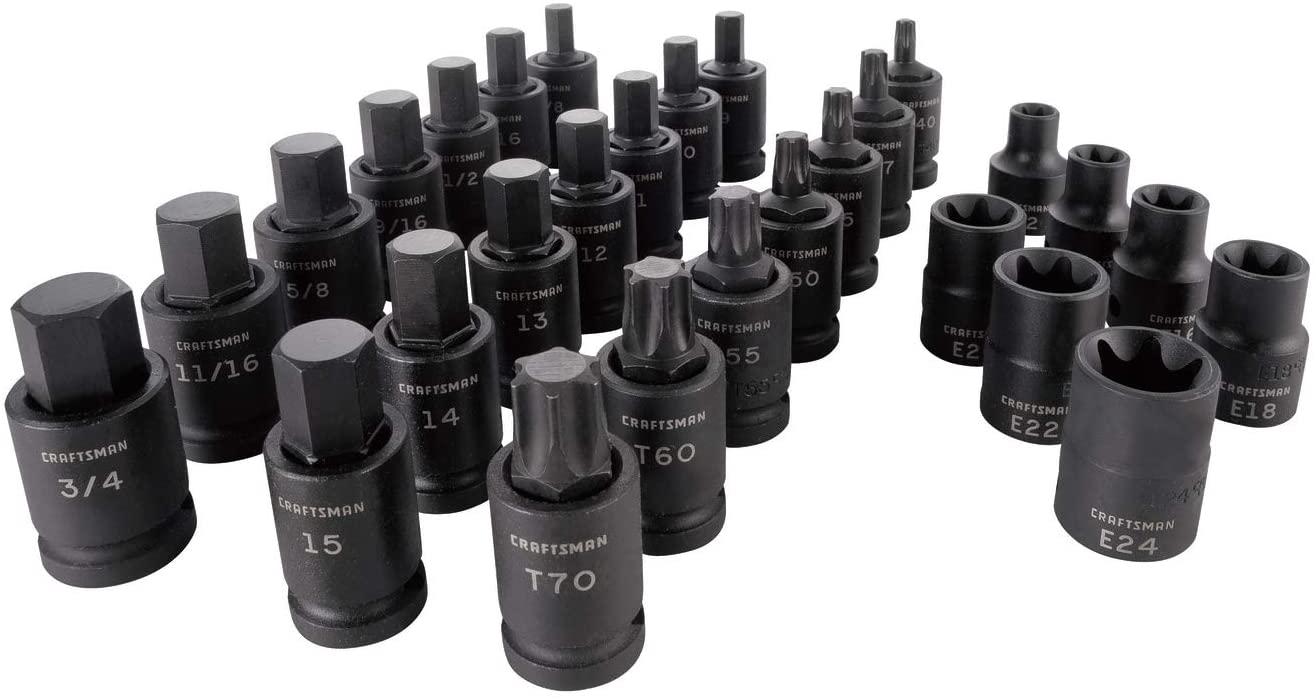CRAFTSMAN Impact Socket Set, 1/2-Inch Drive, 28-Piece (CMMT42031)