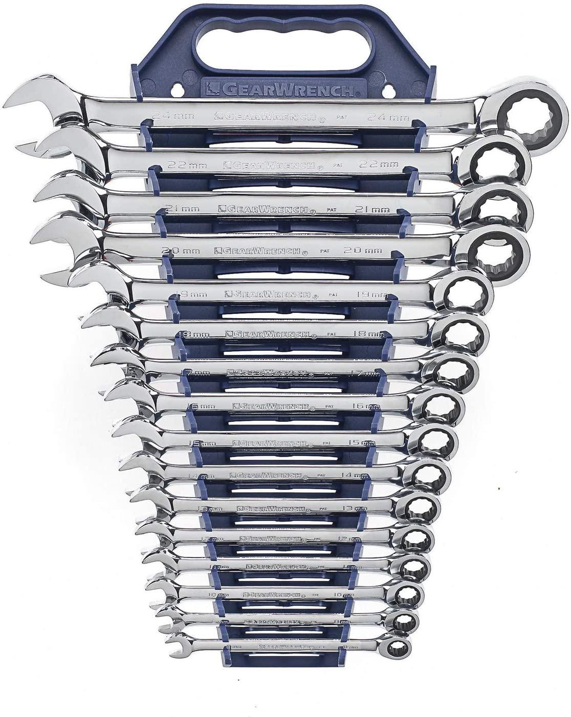 GEARWRENCH 12 Pt. Ratcheting Combination Wrench Set, 16 Pc. Metric - 9416