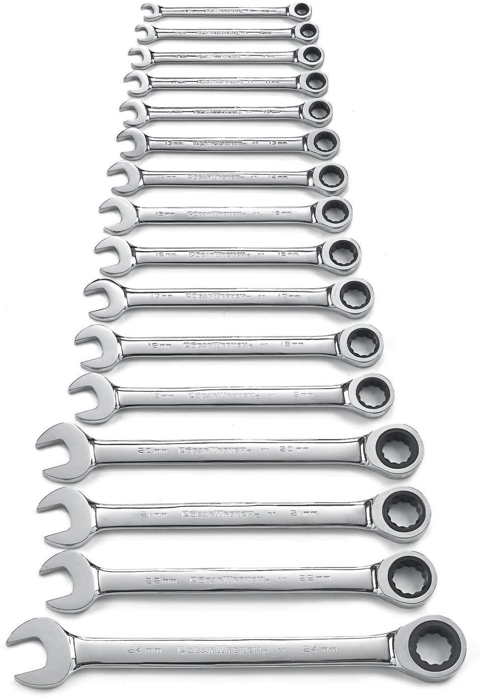 GEARWRENCH 12 Pt. Ratcheting Combination Wrench Set, 16 Pc. Metric - 9416
