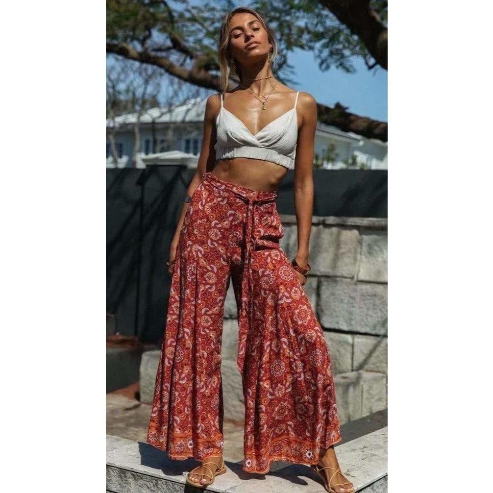 summer belted boho pants